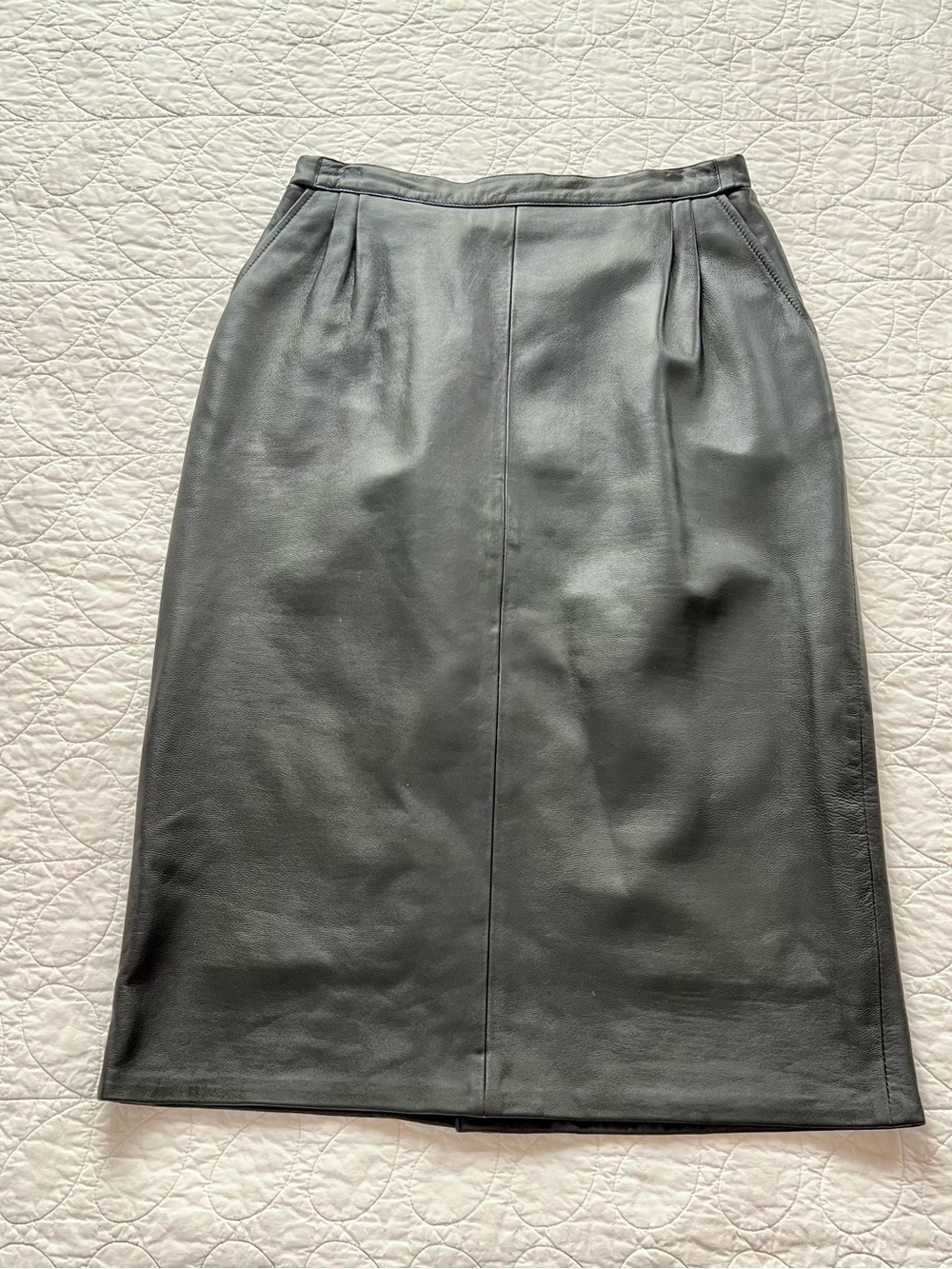 Toff London Vintage Black Leather Pencil Skirt Luxury Classic 90s Office Siren
